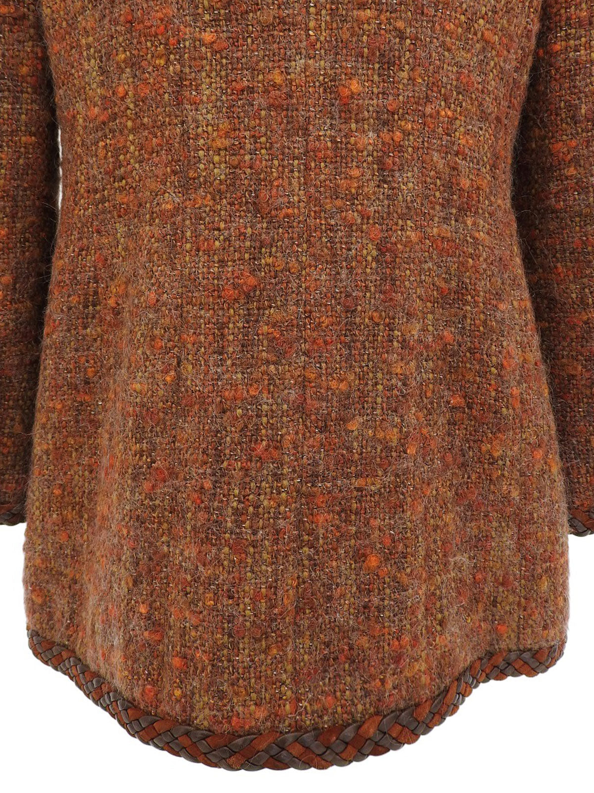 ツイードCCマークボタンノーカラージャケット ブラウン