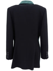 デザインパターンジャケット ブラック/グリーン