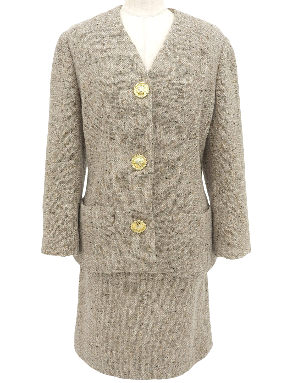 米色 Macadam Button Tweed 套装
