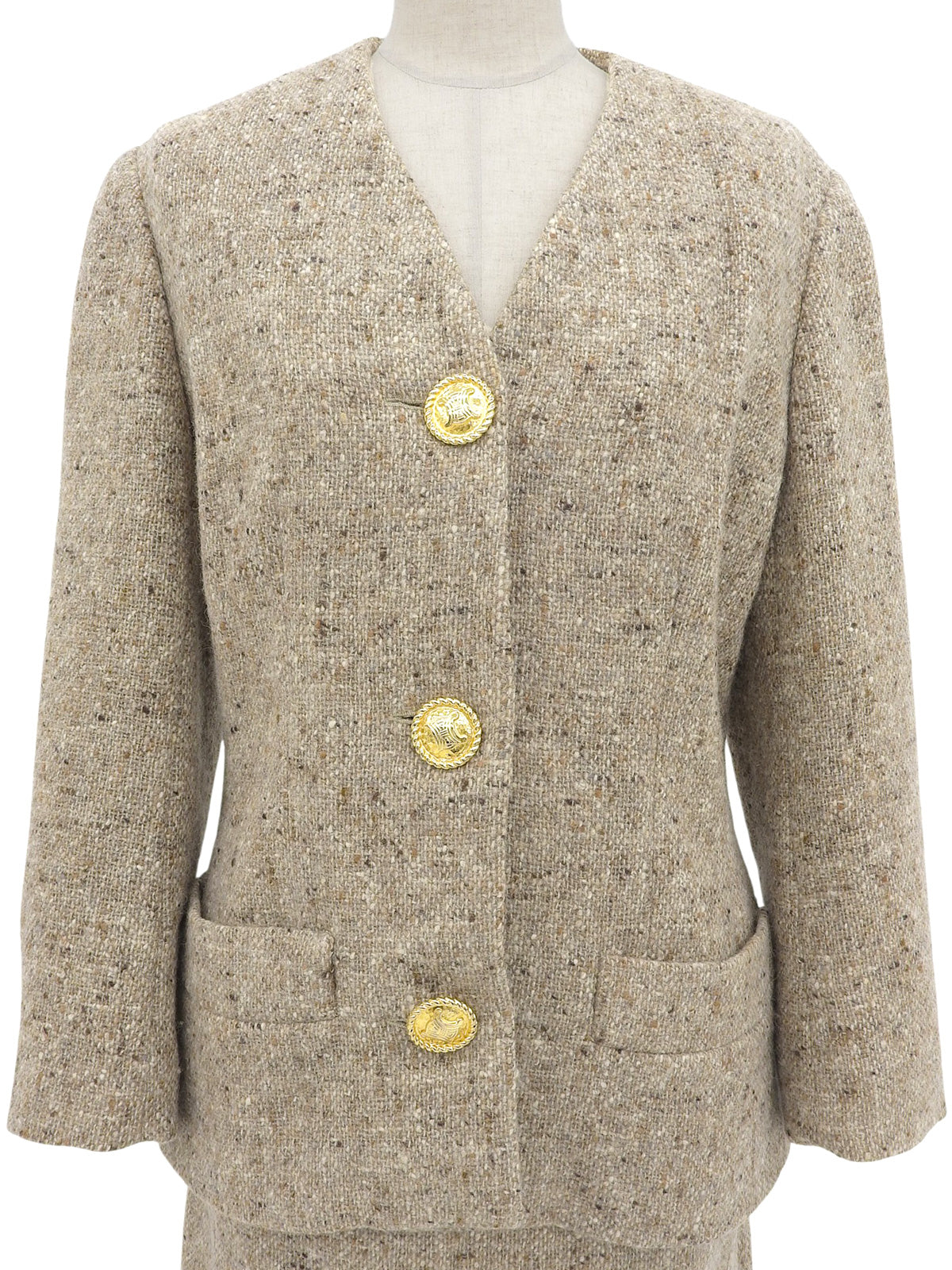 米色 Macadam Button Tweed 套装