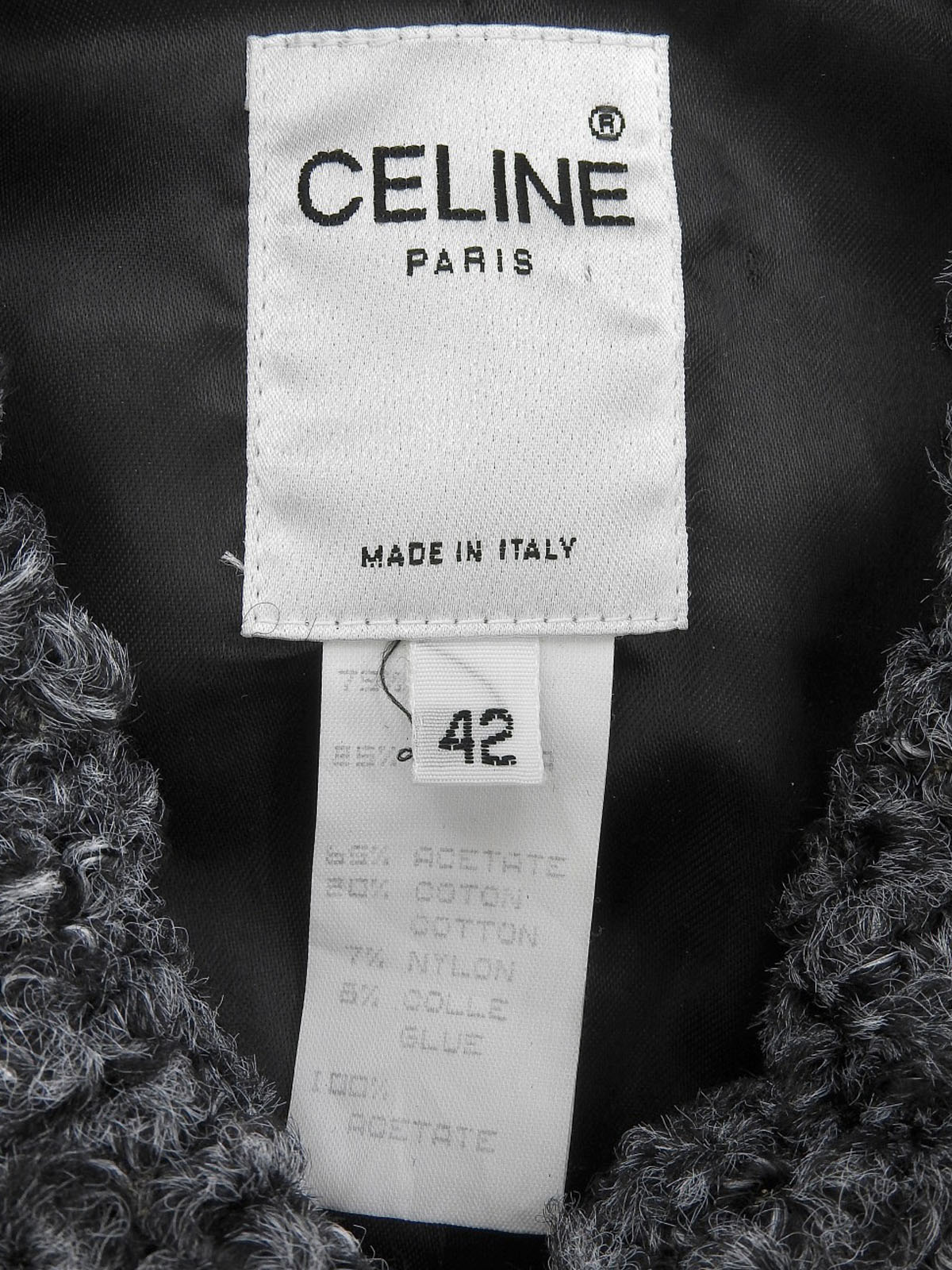 Angora wool combination logo button knit jacket in charcoal gray