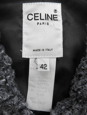 Angora wool combination logo button knit jacket in charcoal gray