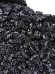 Angora wool combination logo button knit jacket in charcoal gray