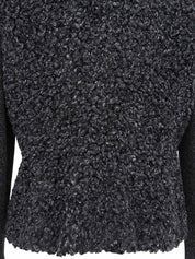 Angora wool combination logo button knit jacket in charcoal gray