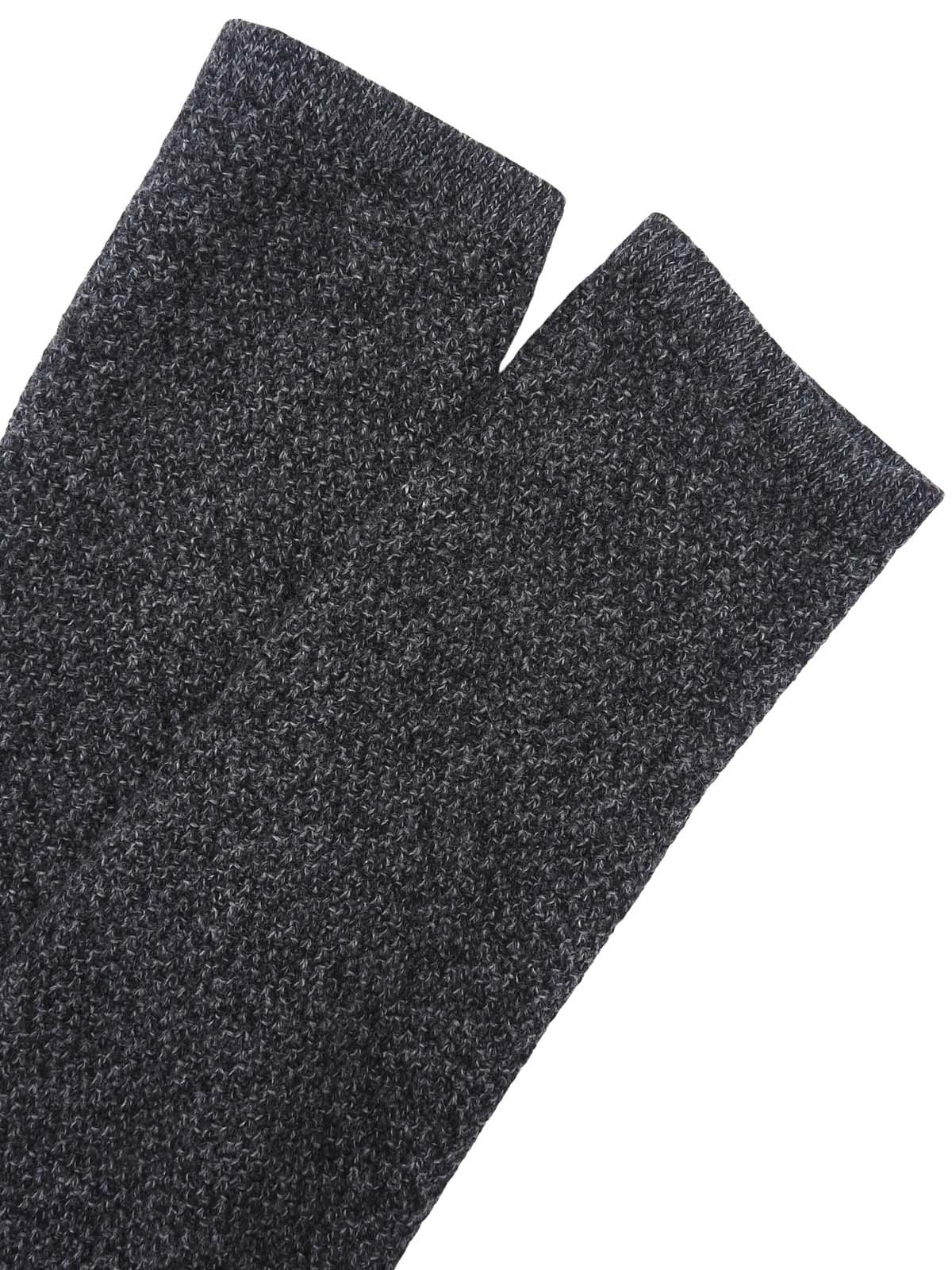 Angora wool combination logo button knit jacket in charcoal gray