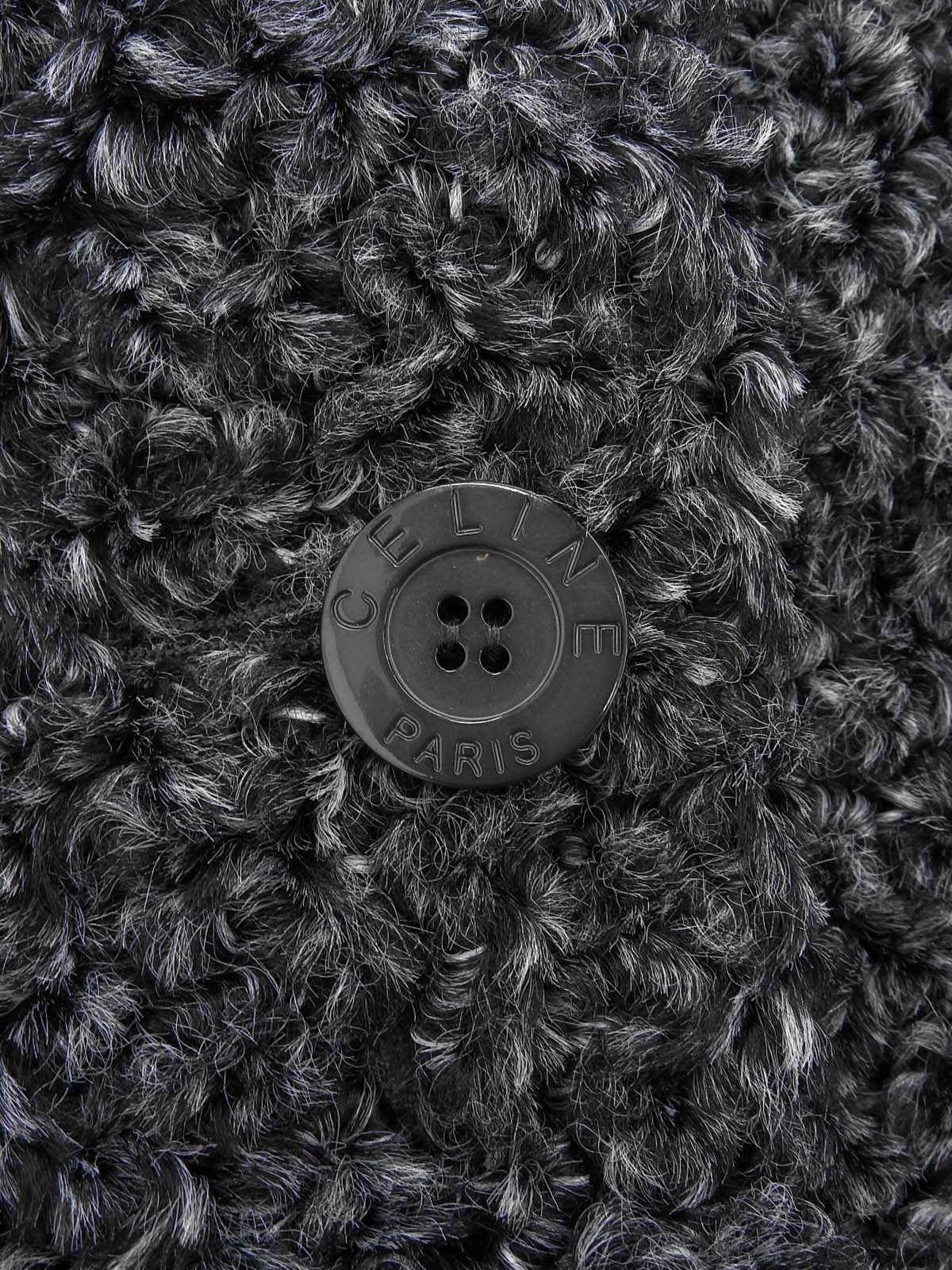 Angora wool combination logo button knit jacket in charcoal gray
