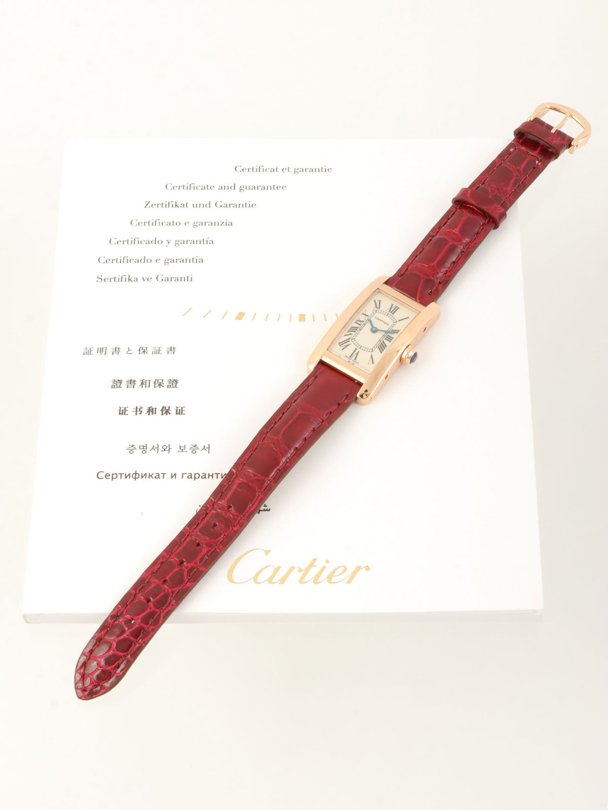 18KタンクアメリカンSM ピンクゴールド/ボルドー