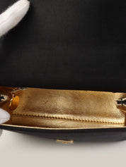 1997年頃製 シルクサテンカメリアステッチチェーンショルダーバッグ ブラック