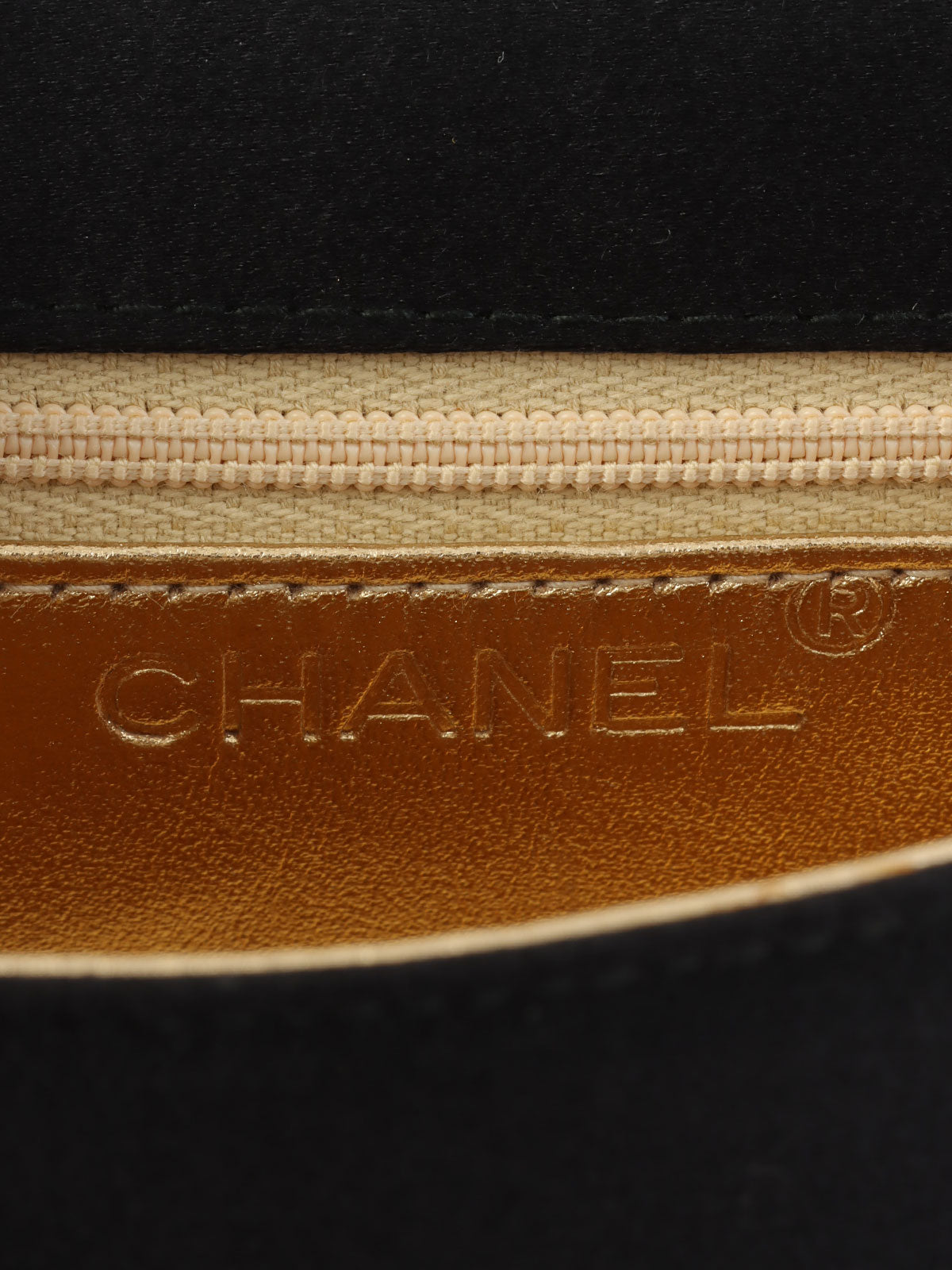 1997 Silk Satin Camellia Stitch Chain Shoulder Bag in Black