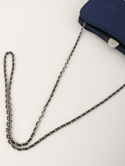 2013年頃 シルクサテンCCマークプレートチェーンショルダーバッグ ネイビー