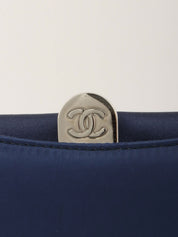 2013年頃 シルクサテンCCマークプレートチェーンショルダーバッグ ネイビー