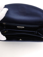 2013年頃 シルクサテンCCマークプレートチェーンショルダーバッグ ネイビー