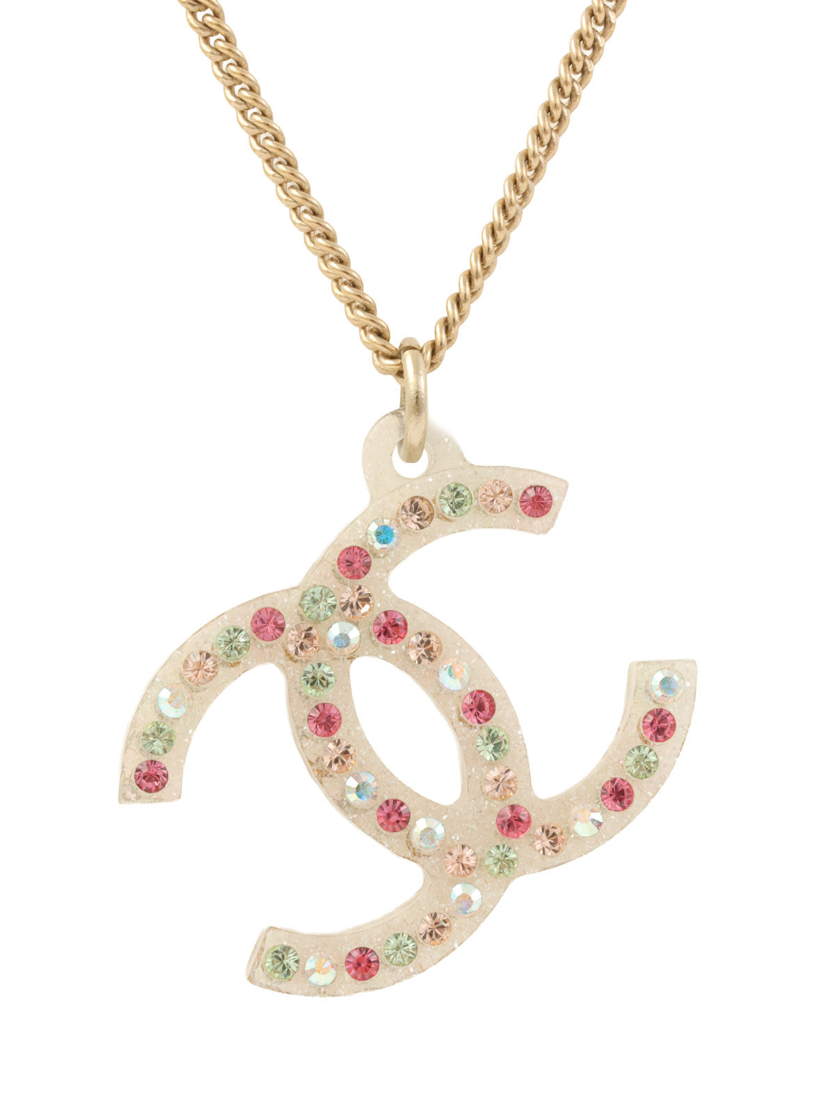 2004年製 ラインストーンCCマーククリアネックレス ゴールド/マルチカラー