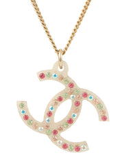 2004 Rhinestone CC Mark Clear Necklace in Gold/Multicolor