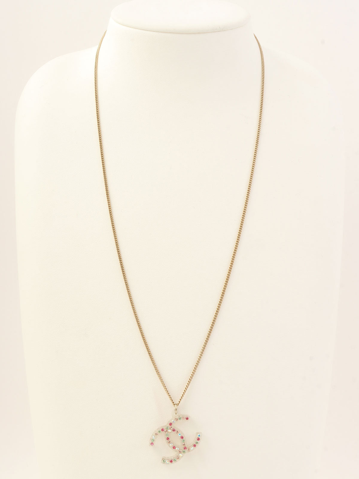 2004年製 ラインストーンCCマーククリアネックレス ゴールド/マルチカラー