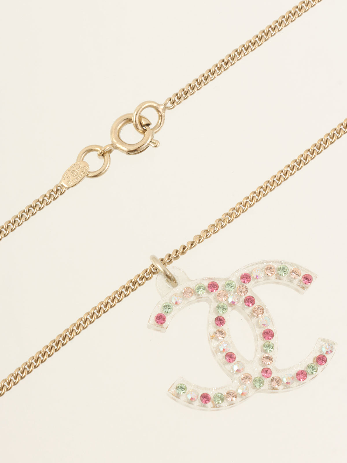 2004年製 ラインストーンCCマーククリアネックレス ゴールド/マルチカラー