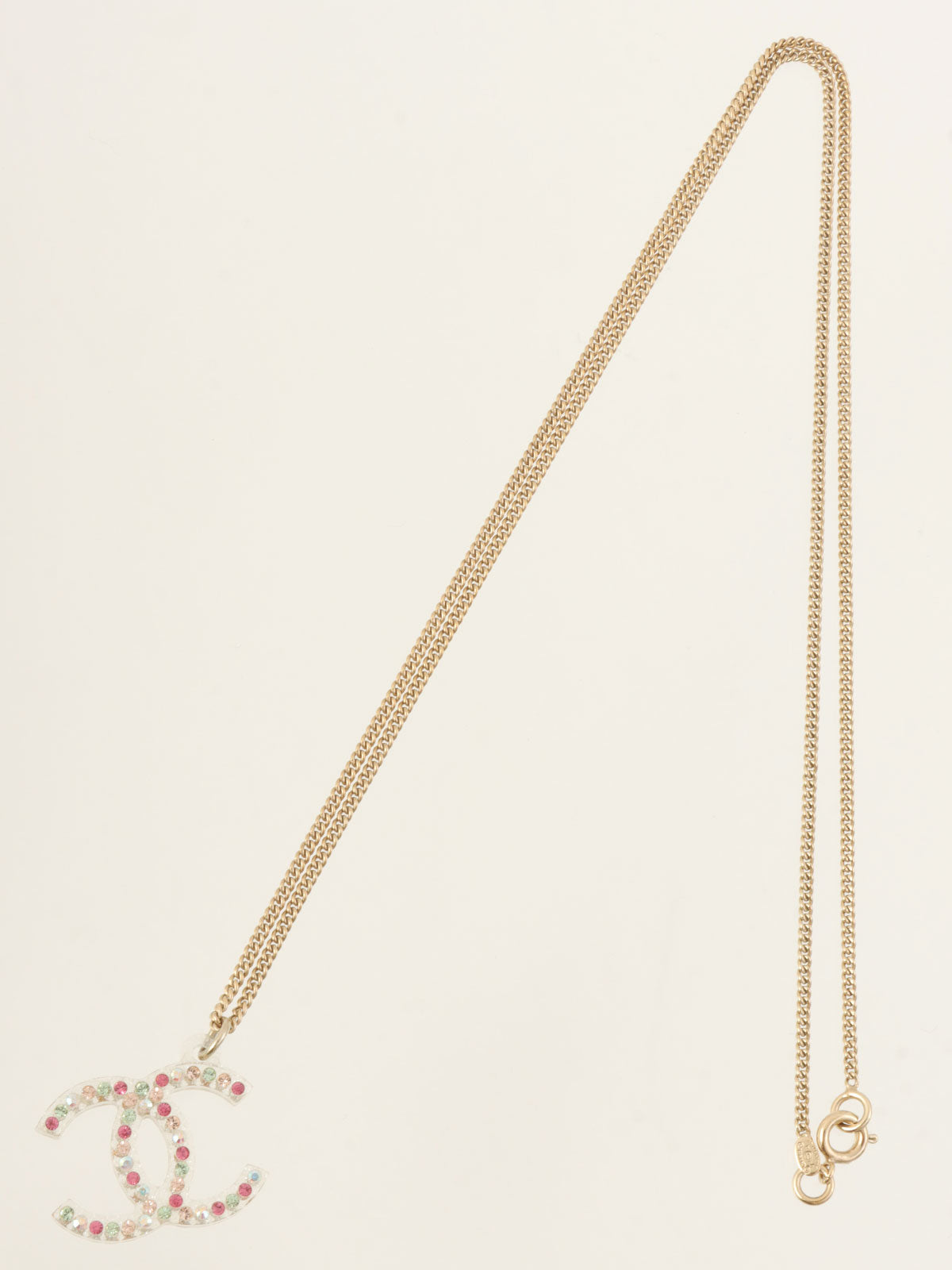 2004年製 ラインストーンCCマーククリアネックレス ゴールド/マルチカラー