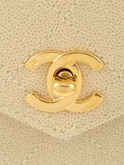 1998年鱼子酱皮CC旋扣手提包，象牙色