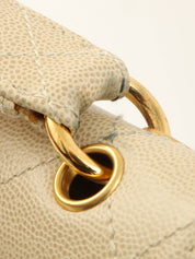 1998年鱼子酱皮CC旋扣手提包，象牙色