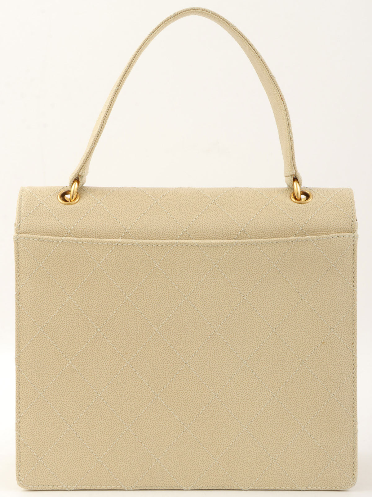 1998年鱼子酱皮CC旋扣手提包，象牙色