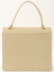 1998年鱼子酱皮CC旋扣手提包，象牙色