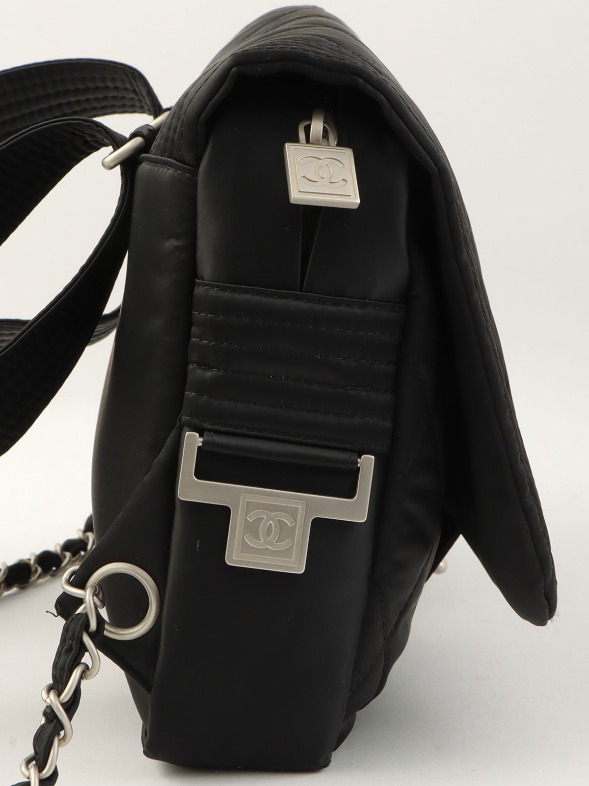 2005 Nylon Sport Line CC Turn Lock Chain Backpack in Black