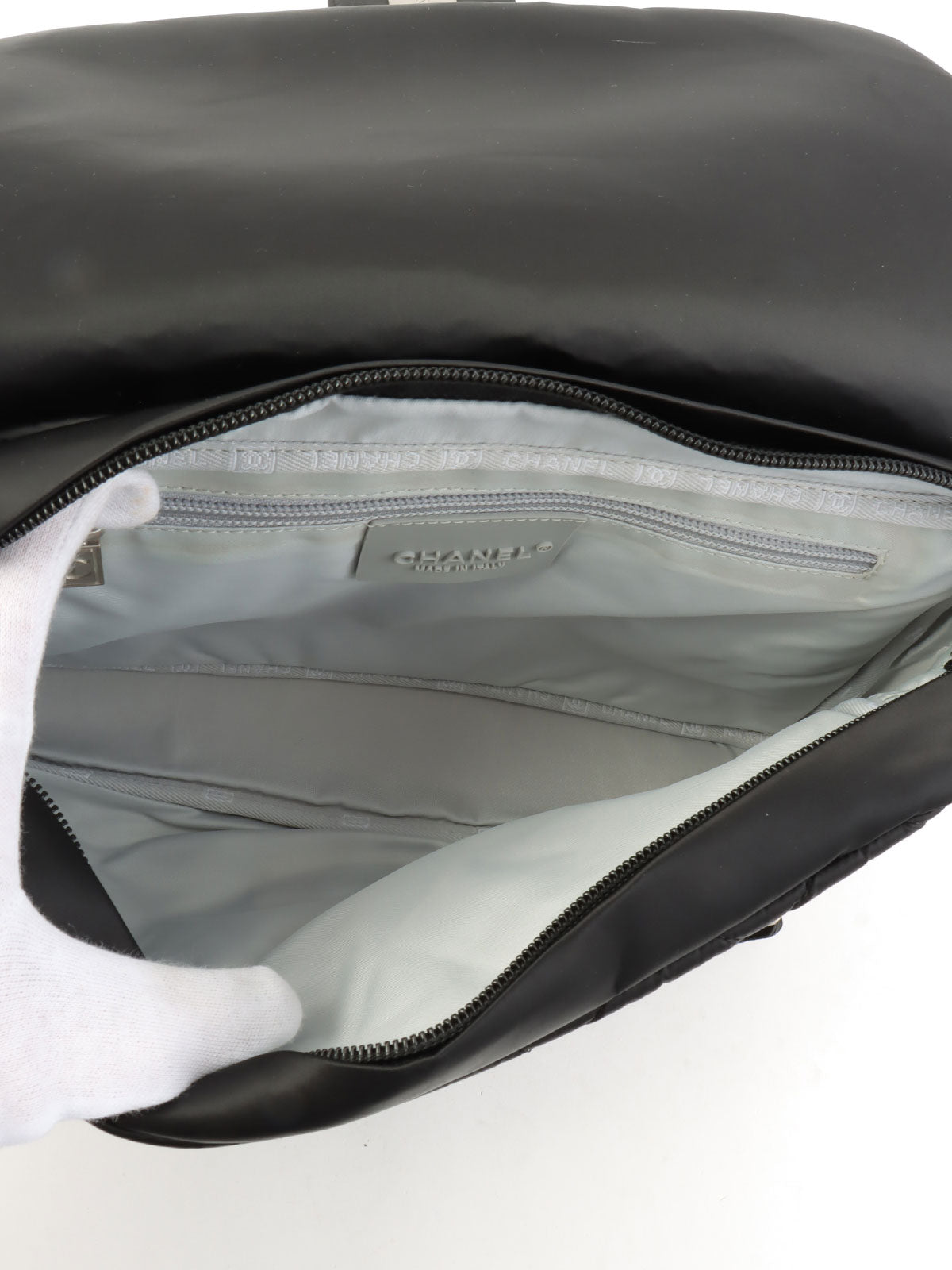 2005 Nylon Sport Line CC Turn Lock Chain Backpack in Black