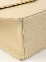 1998年鱼子酱皮CC旋扣手提包，象牙色