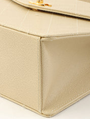 1998年鱼子酱皮CC旋扣手提包，象牙色