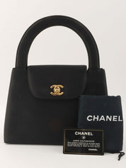 1998 Silk Satin CC Turnlock Handbag in Black