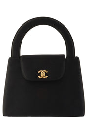 1998 Silk Satin CC Turnlock Handbag in Black