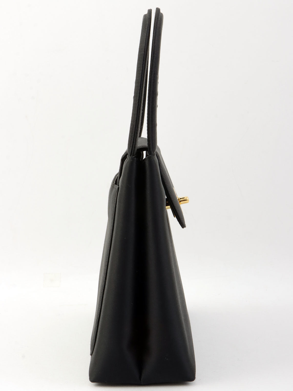 1998 Silk Satin CC Turnlock Handbag in Black