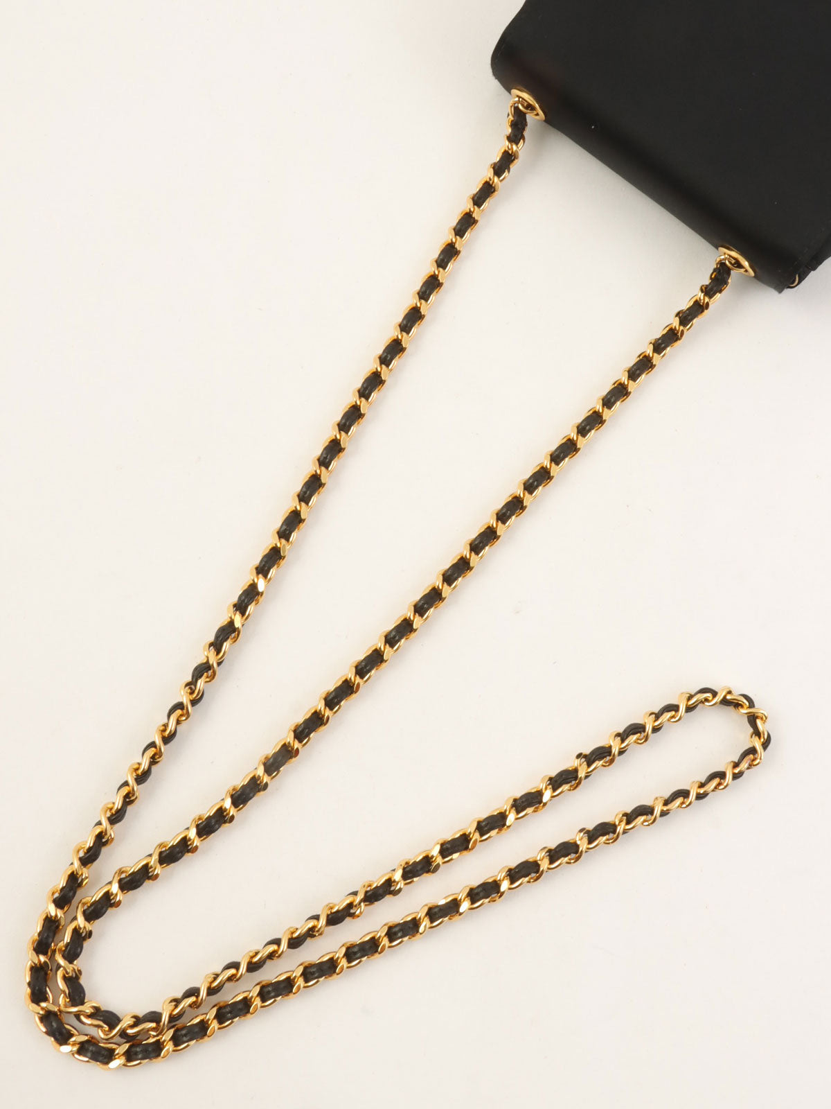 1995年頃製 シルクサテンCCターンロックチェーンショルダーバッグミニ ブラック