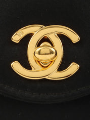 1995年頃製 シルクサテンCCターンロックチェーンショルダーバッグミニ ブラック