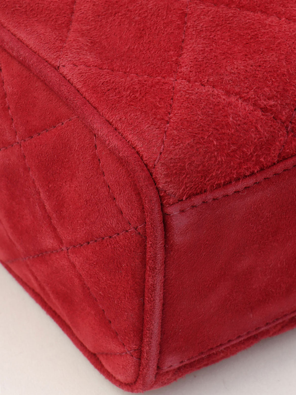 1992 Vintage CC Mark Stitch Fringe Bijou Chain Shoulder Bag Red