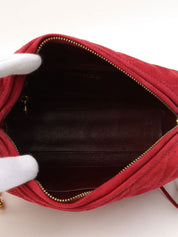 1992年頃製 CCマークステッチフリンジビジューチェーンショルダーバッグ レッド