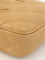 2003年頃製 キャビアスキンCCマークステッチショルダーバッグ ベージュ