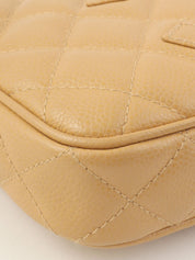 2003年頃製 キャビアスキンCCマークステッチショルダーバッグ ベージュ