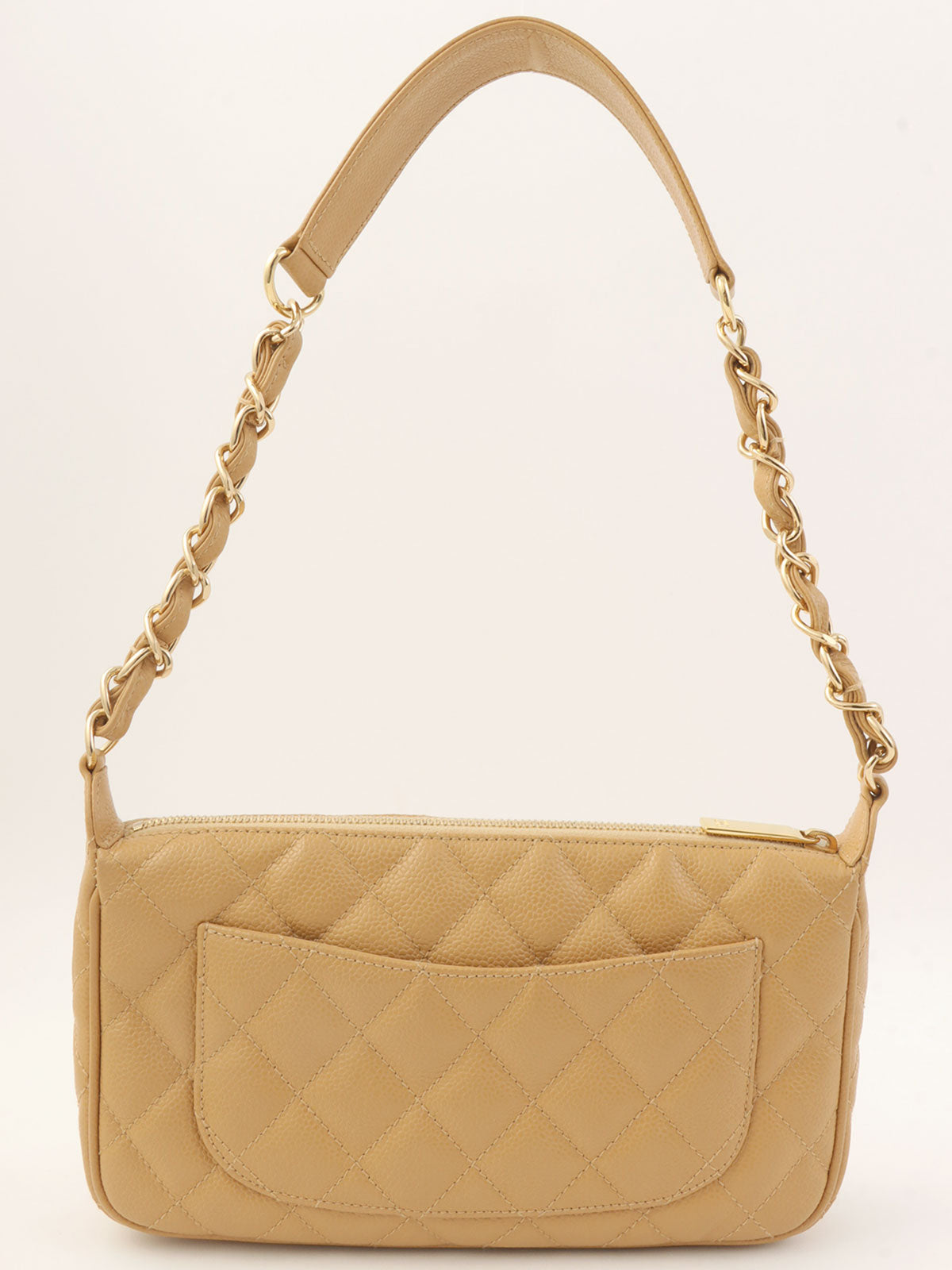 2003年頃製 キャビアスキンCCマークステッチショルダーバッグ ベージュ