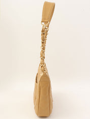 2003年頃製 キャビアスキンCCマークステッチショルダーバッグ ベージュ