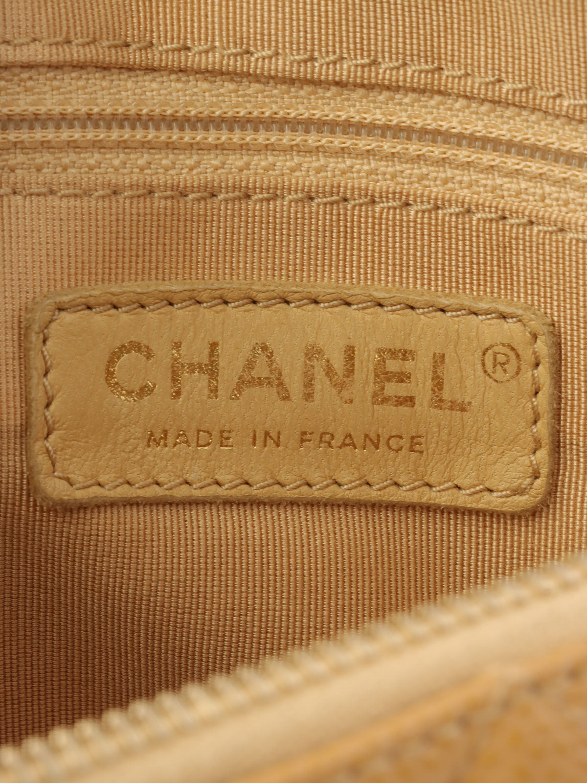 2003年頃製 キャビアスキンCCマークステッチショルダーバッグ ベージュ