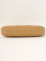 2003年頃製 キャビアスキンCCマークステッチショルダーバッグ ベージュ