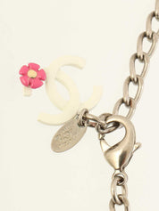 2004 Camellia CC Mark Necklace Silver/Pink/White