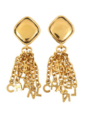 Square Logo Swing Chain Earrings in Gold