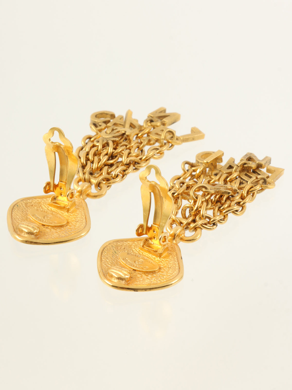 Square Logo Swing Chain Earrings in Gold