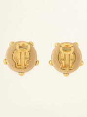 2000 Round Dot CC Mark Earrings Beige/Gold