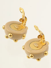 2000年製 ラウンドドットCCマークイヤリング ベージュ/ゴールド