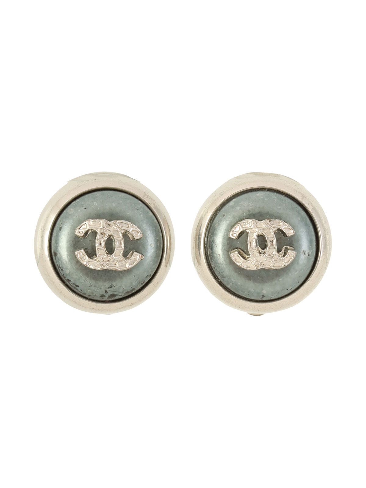 2000年製 ラウンドCCマークイヤリング シルバー/グレー