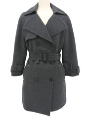 Grey wool logo button trench coat