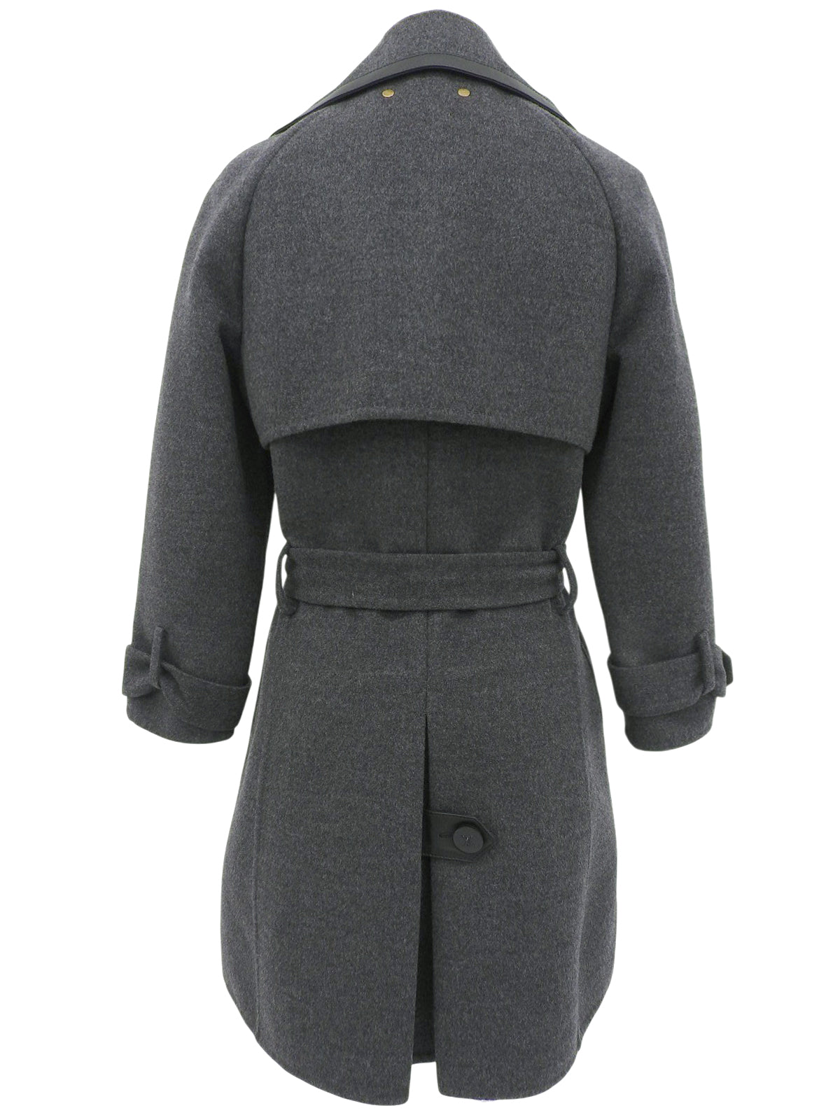 Grey wool logo button trench coat